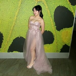 Strapless Blush Pink Tulle Prom Dress